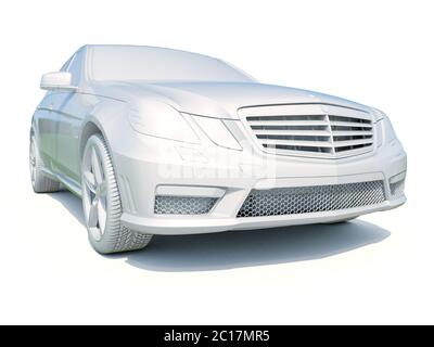 3d Car White Blank Template Stock Photo