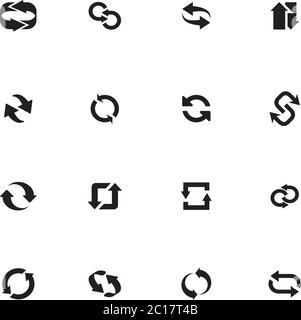 Set of black vector refresh and recycling arrows for web. COLLECTION OF ICONS. Stock Vector