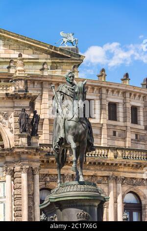 Equestrian statue of King John of Saxony in Dresden Stock Photo