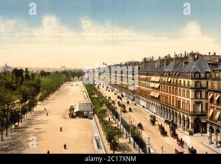 Avenue de la opera (i.e. Rue de Rivoli) and the garden of the Tuileries, Exposition Universal, 1900, Paris, France Stock Photo