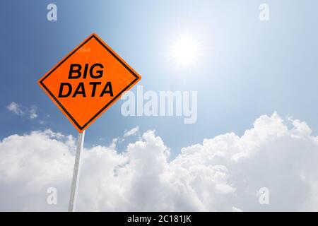 big data traffic sign in blue sunny sky Stock Photo