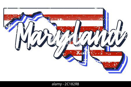 Maryland vintage map. Grunge map of the us state with distressed ...