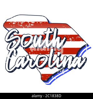 South Carolina map with stamp vintage vector background Stock Vector ...