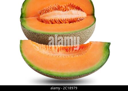 Melon sliced on white background. Stock Photo