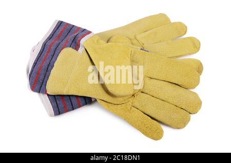 Working mens gloves on white background Stock Photo