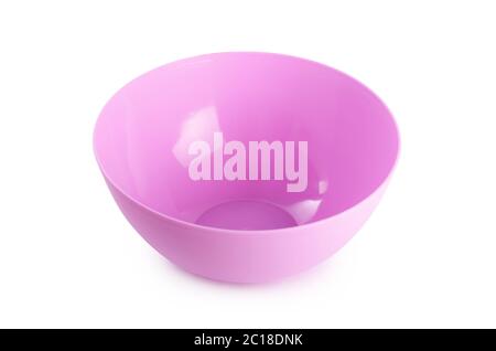 Plastic colorful plates isolated on white Stock Photo