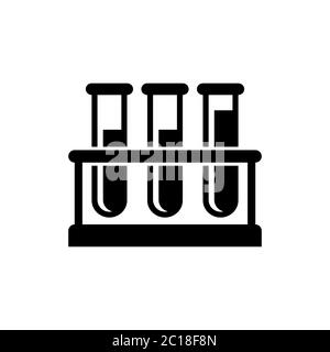 test tubes containing chemical liquids arranged in a row on a shelf. Chemical experiment laboratory tool icon. Science tool graphic resources element Stock Vector