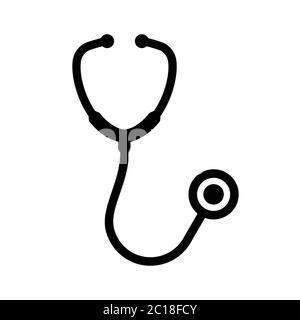 Solid simple stethoscope icon doctor equipment to examine the patient medical condition Stock Vector