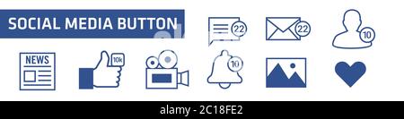 Vector illustration of social media button icon set. Simple flat minimalist of social media icon element. Stock Vector