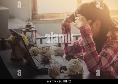 women with stress at work Stock Photo
