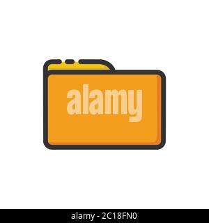 Simple Flat minimalist Folder Icon with bold outline. Suitable for vector illustration element of filling document management technology. Stock Vector