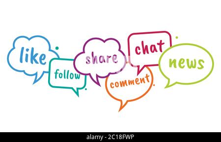 Vector illustration of a collection of chat clouds or colorful speak bubble. Suitable for illustrations of social media activities, online social. Stock Vector