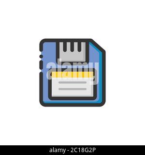 Simple Flat minimalist Floppy Disk Drive with bold outline. Suitable for design element of computer storage technology system. Stock Vector
