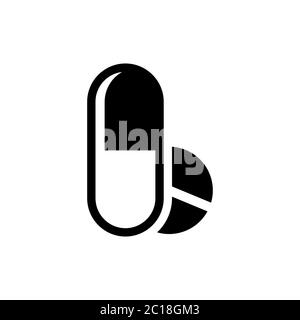 Simple flat minimalist medicine of pills and capsules. Health care basic element graphic resources. Stock Vector