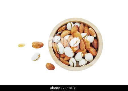 Almond mixed on white background. Stock Photo