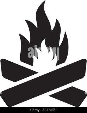 Camp Fire Icon In Flat Style Vector For Apps, UI, Websites. Black Icon Vector Illustration. Stock Vector