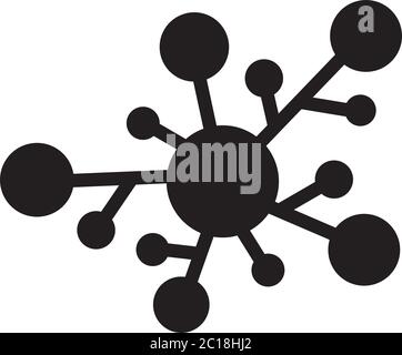 Chemical Bond Icon In Flat Style Vector. Black Molecule Icon Vector Illustration. Stock Vector