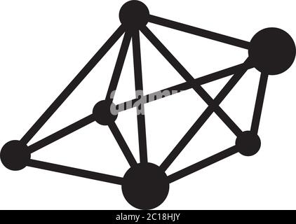 Chemical Bond Icon In Flat Style Vector. Black Molecule Icon Vector Illustration. Stock Vector