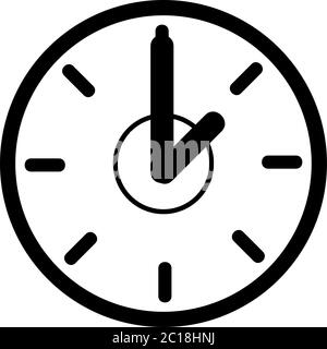 Clock Icon In Flat Style Vector For Apps, UI, Websites. Black Icon Vector Illustration Stock Vector