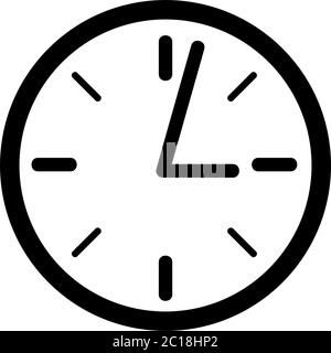 Clock Icon In Flat Style Vector For Apps, UI, Websites. Black Icon Vector Illustration Stock Vector