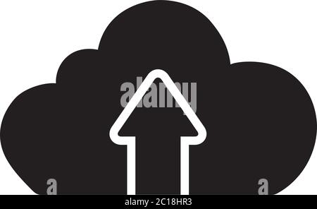 Cloud Upload Icon In Flat Style Vector Icon For Apps, UI, Websites. Cloudy Black Icon Vector Illustration. Stock Vector