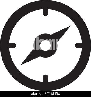 Compass Icon In Flat Style Vector Icon For Apps, UI, Websites. Black Icon Vector Illustration. Stock Vector