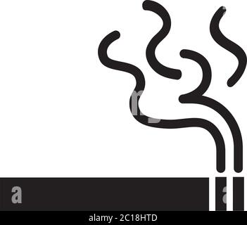 Simple Cigarette Icon In Flat Style Vector. Black Icon Vector Illustration. Stock Vector