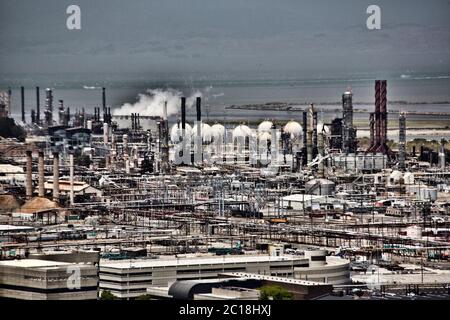 Oil refinery near Point Richmond California Stock Photo