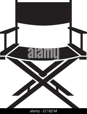 Director Chair Icon In Flat Style Vector Icon For Apps, UI, Websites. Black Icon Vector Illustration. Stock Vector