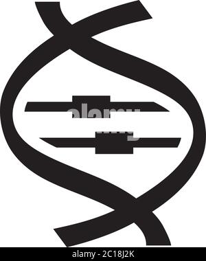 DNA Icon In Flat Style Vector Icon For Apps, UI, Websites. Black Icon Vector Illustration. Stock Vector