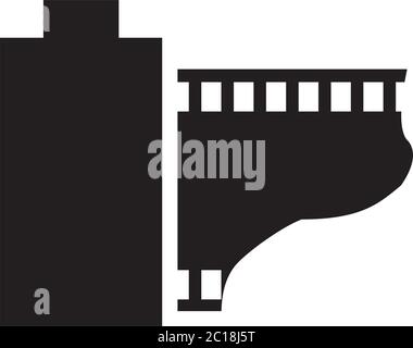 Film Strip Icon In Flat Style Vector For App, UI, Websites. Film Reel Black Icon Vector Illustration. Stock Vector