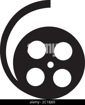 Film Reel Icon In Flat Style Vector For App, UI, Websites. Black Icon Vector Illustration. Stock Vector