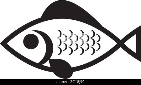 Fish Icon In Flat Style Vector For App, UI, Websites. Black Icon Vector Illustration. Stock Vector