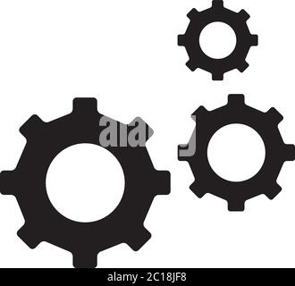 Gear Icon In Flat Style Vector For App, UI, Websites. Black Icon Vector Illustration. Stock Vector