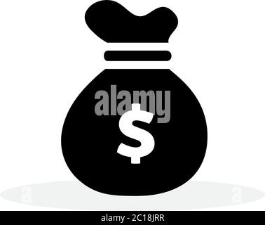 Money Sack Icon In Flat Style Vector For App, UI, Websites. Black Finance Icon Vector Illustration. Stock Vector