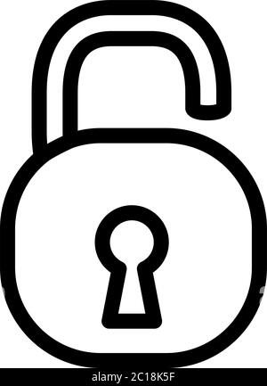 Open Lock Line Icon In Flat Style Vector For Apps, UI, Websites. Lock Line Vector Illustration Stock Vector