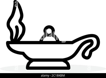 Magic Oil Lamp Line Icon In Flat Style Vector For App, UI, Websites. Black Icon Vector Illustration Stock Vector