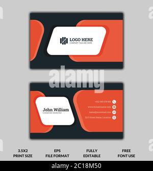 Creative and Corporate business card, white and black color business card template, ready to print modern business card vector template Stock Vector
