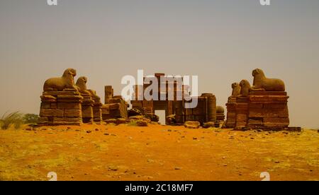 Ruins of Amun temple Naqa Meroe, ancient Kush Sudan Stock Photo