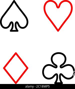 Playing Card Line Icon In Flat Style Vector For Apps, UI, Websites. Black Vector Icon. Stock Vector