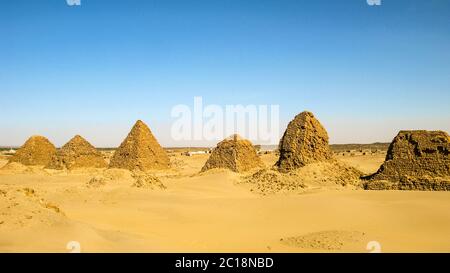 Nuri pyramids in desert, Napata Karima region , Sudan Stock Photo