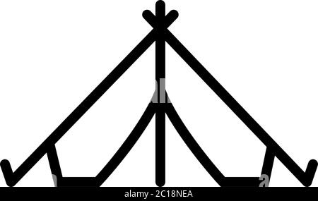 Tent Line Icon In Flat Style Vector For Apps, UI, Websites. Black Icon Vector Illustration. Stock Vector