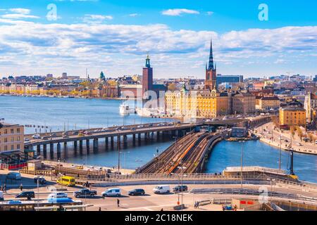 Ariel view of Stockholm city skyline in Sweden Stock Photo