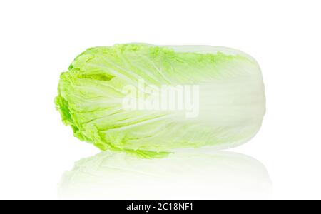 One head fresh organic chinese cabbage on white isolated background with clipping path. Chinese cabbage have high carbohydrate and fiber so crispy swe Stock Photo