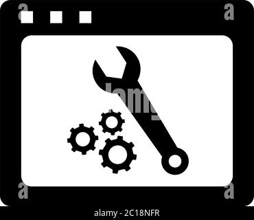 Web Page Maintenance Icon In Flat Style Vector For Apps, UI, Websites. Black Icon Vector Illustration. Stock Vector