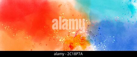Abstract surface of Multicolored splatter watercolor. Artistic hand-painted vector, element for banner, poster, card, cover, brochure. Stock Vector