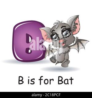 Animals alphabet: B is for Bats Stock Vector