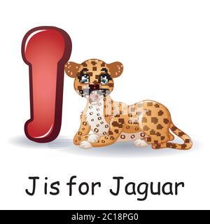 Animals alphabet: J is for Jaguar Stock Vector