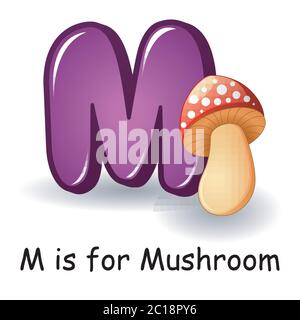 Vegetables alphabet: M is for Mushroom Stock Vector