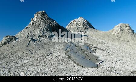 Panorama view to mud volcanoes, Gobustan, Azerbaijan Stock Photo